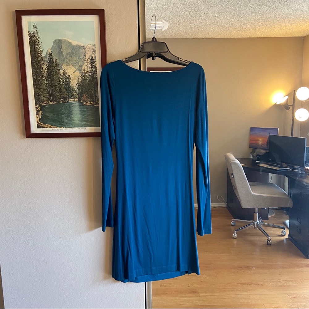 Teal Bodycon Dress with Crystal Embellishment - Picture 3 of 4